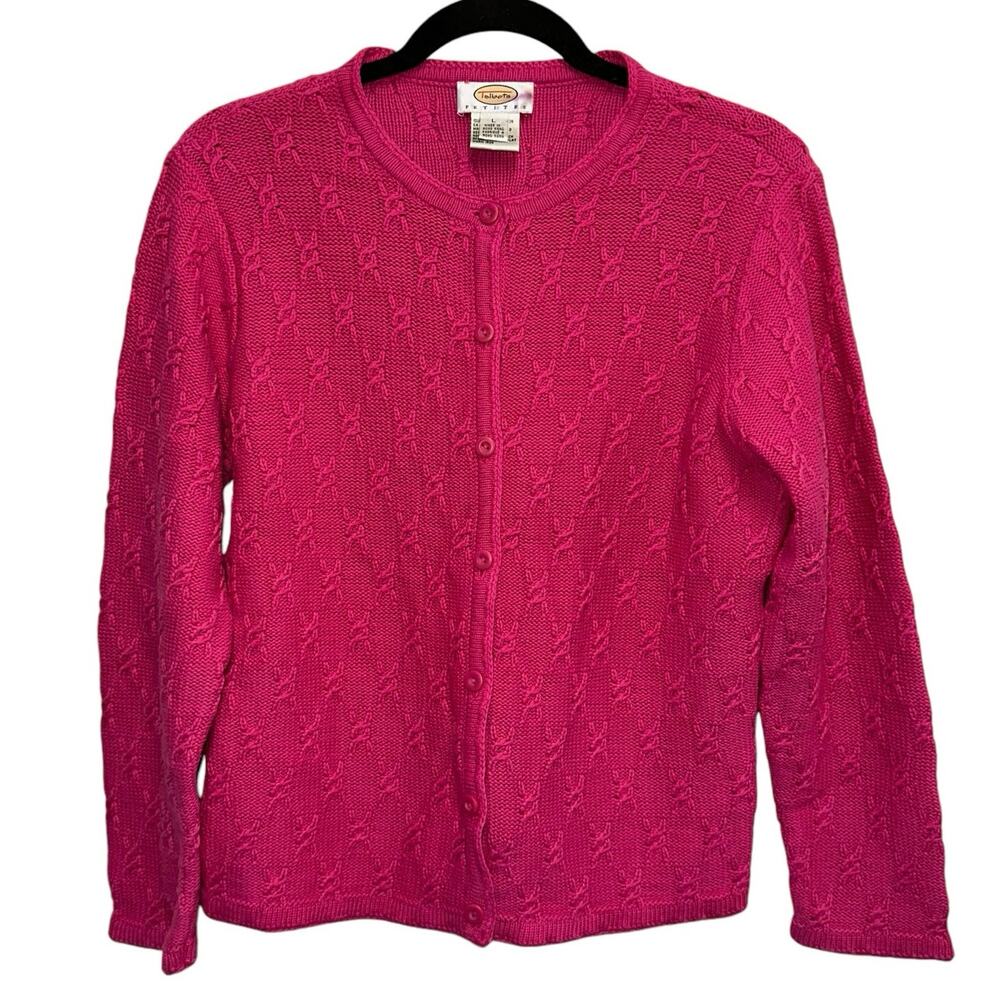 Vintage‎ Talbots Petite Large Pink Button Front Cardigan Classic Knit Sweater